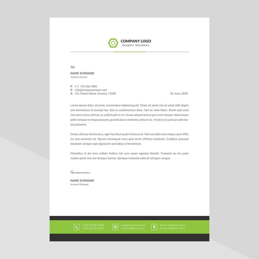 Elegant and minimalist style letterhead template design vector