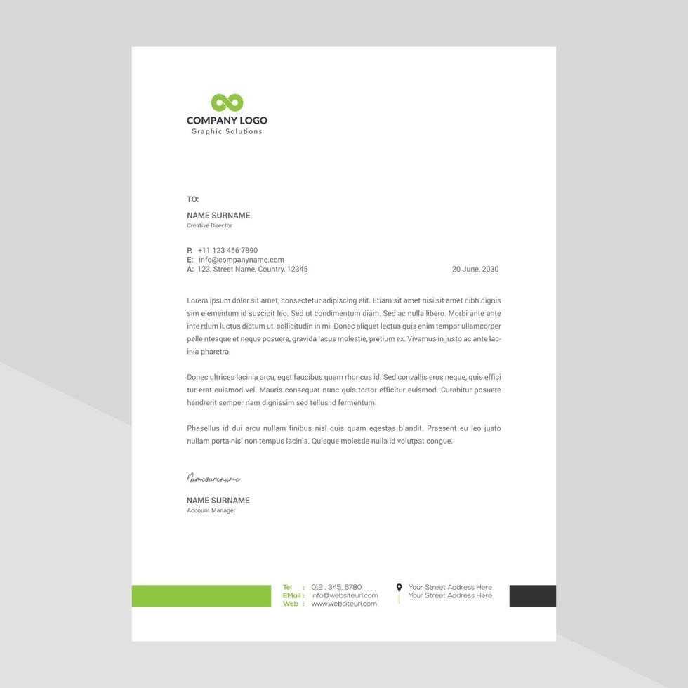 Elegant and minimalist style letterhead template design vector