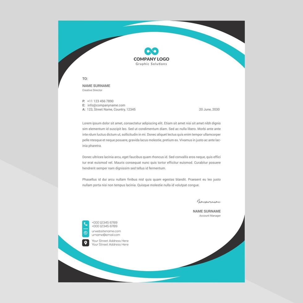 Elegant and minimalist style letterhead template design vector