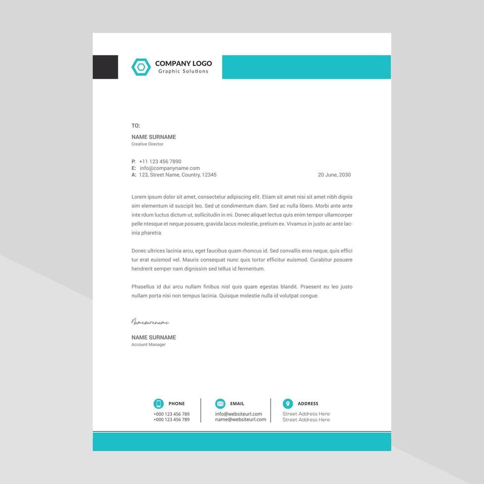 Elegant and minimalist style letterhead template design vector