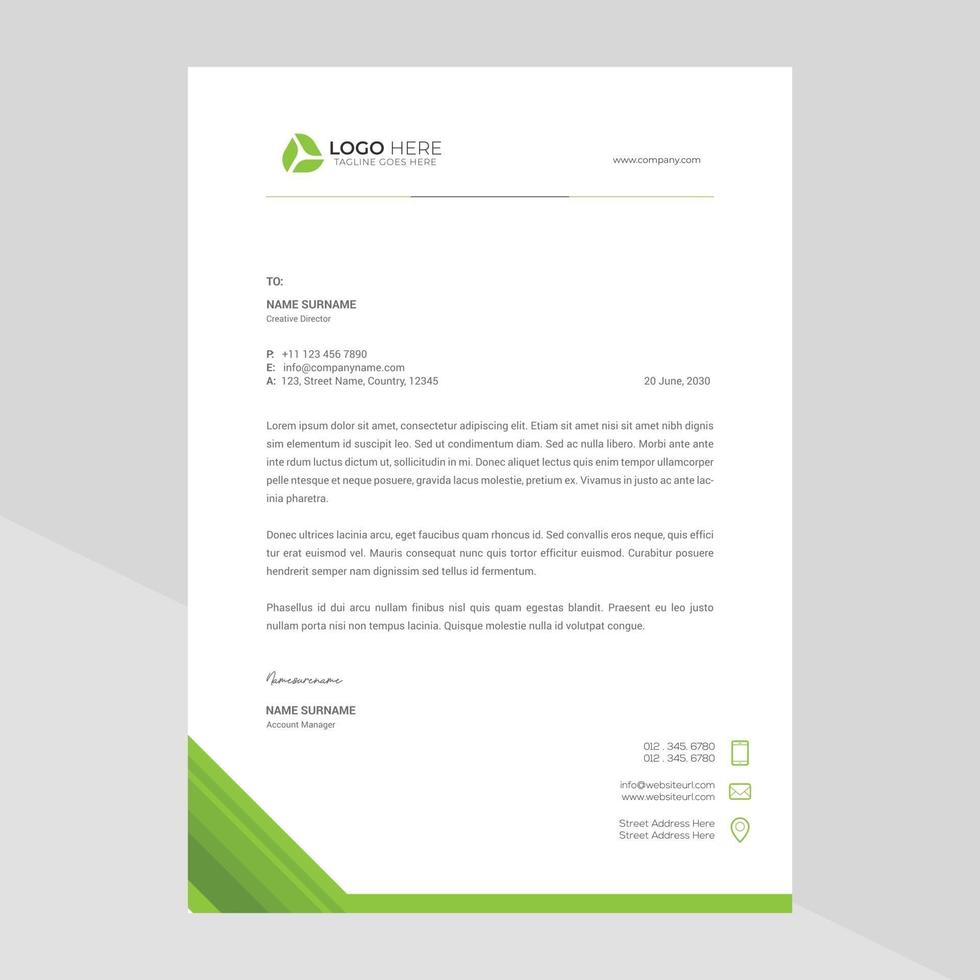 Elegant and minimalist style letterhead template design vector