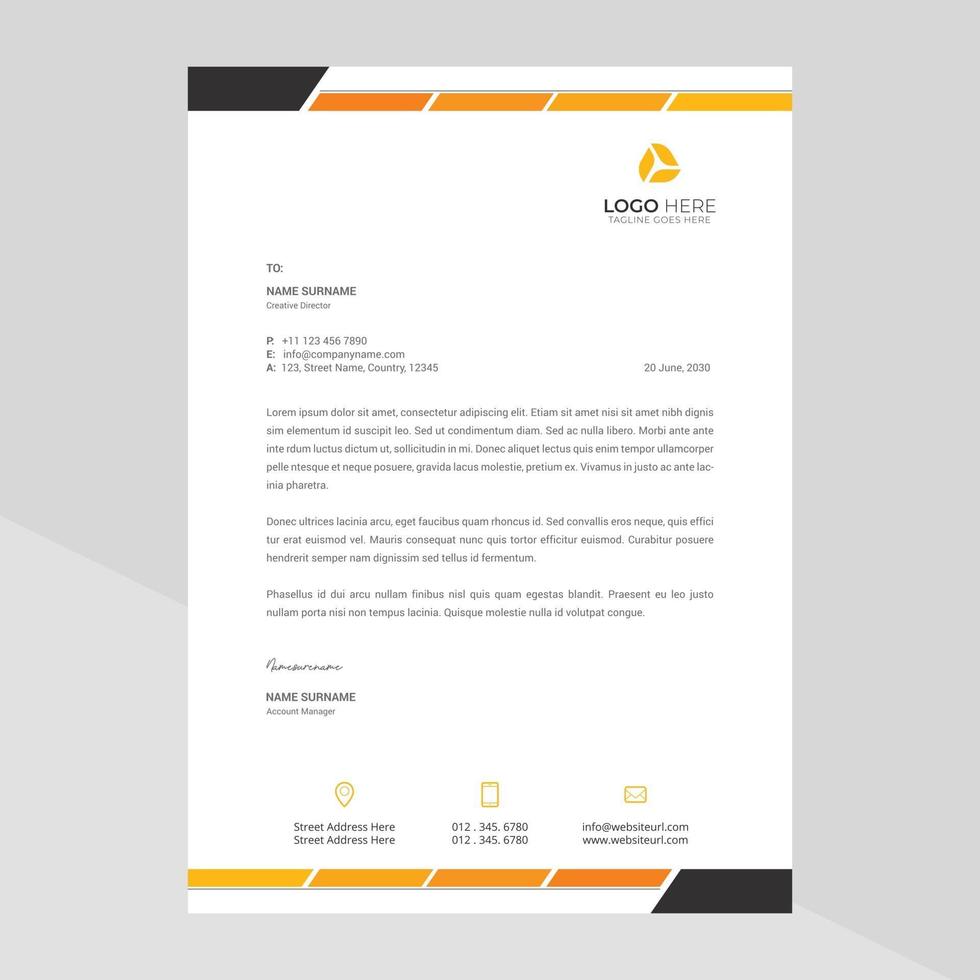 Elegant and minimalist style letterhead template design vector