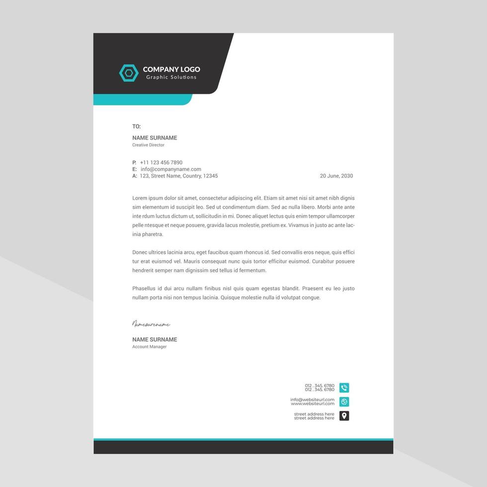 Elegant and minimalist style letterhead template design vector