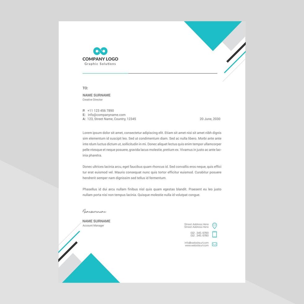 Elegant and minimalist style letterhead template design vector