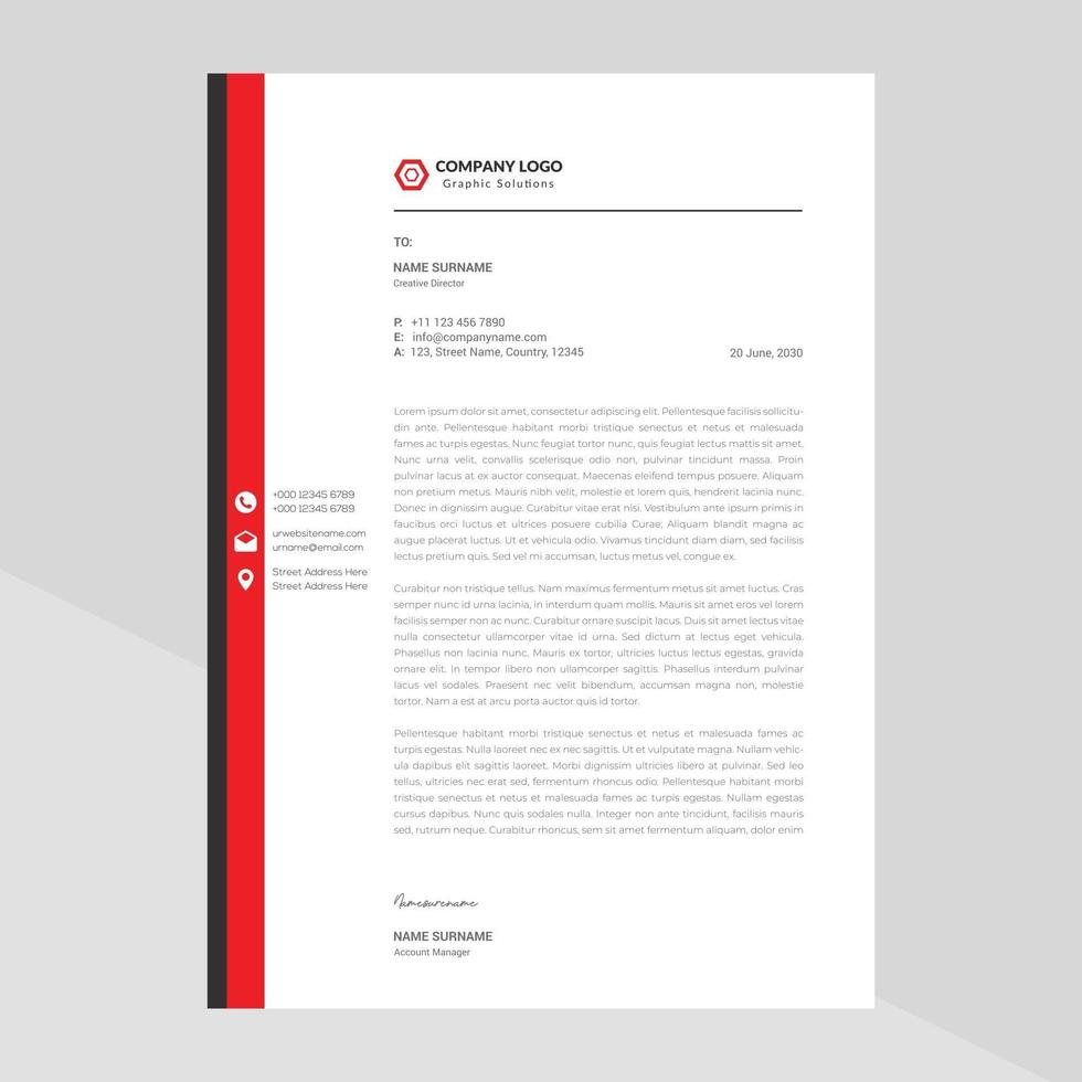 Elegant and minimalist style letterhead template design vector