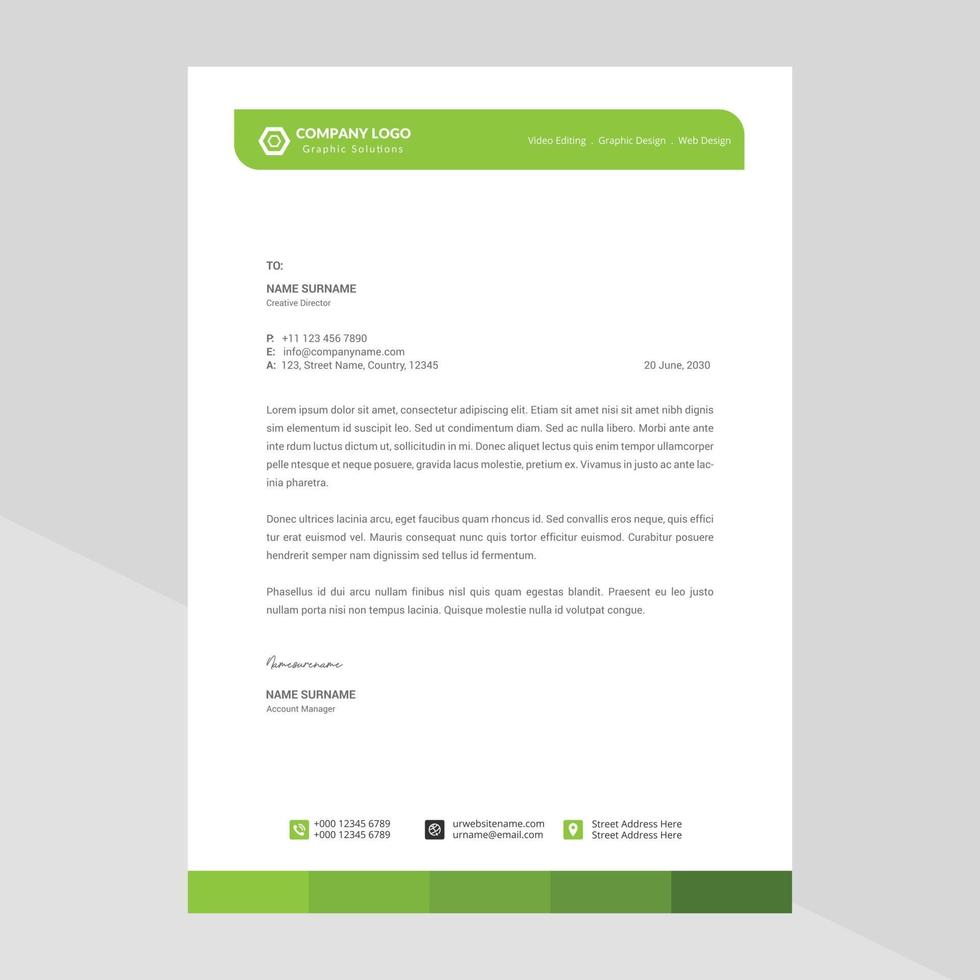 Elegant and minimalist style letterhead template design vector