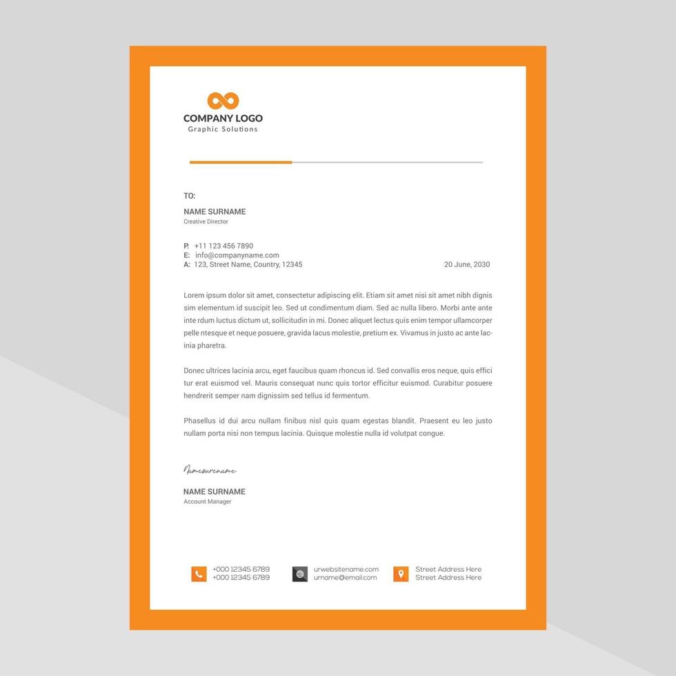 Elegant and minimalist style letterhead template design vector