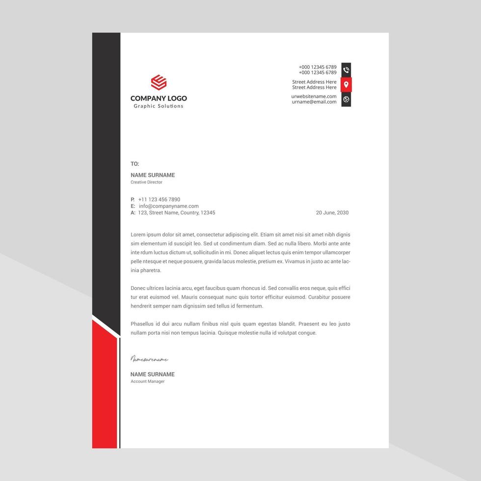 Elegant and minimalist style letterhead template design vector