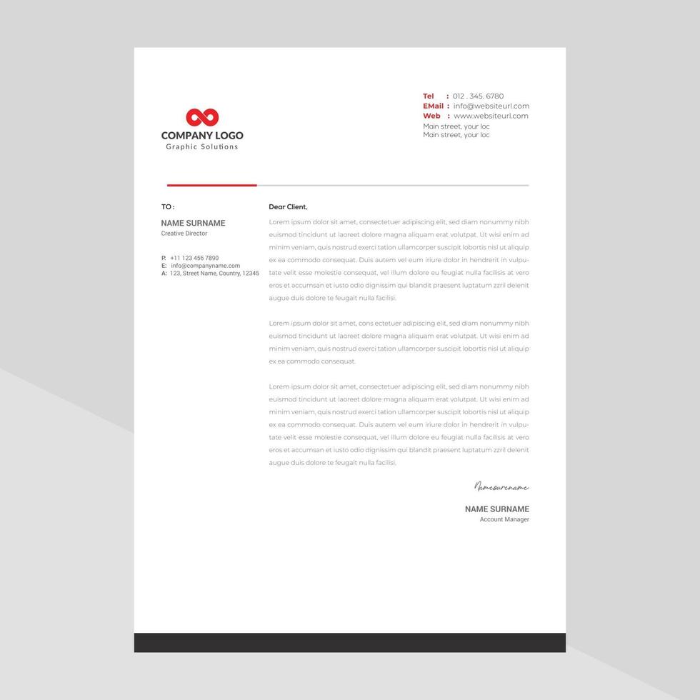 Elegant and minimalist style letterhead template design vector