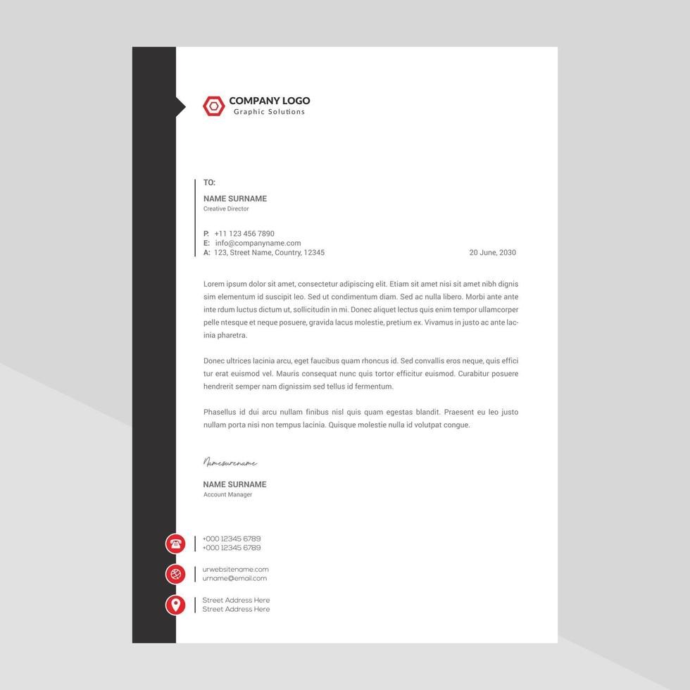 Elegant and minimalist style letterhead template design vector