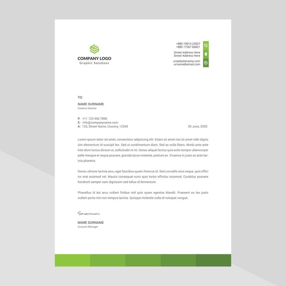 Elegant and minimalist style letterhead template design vector