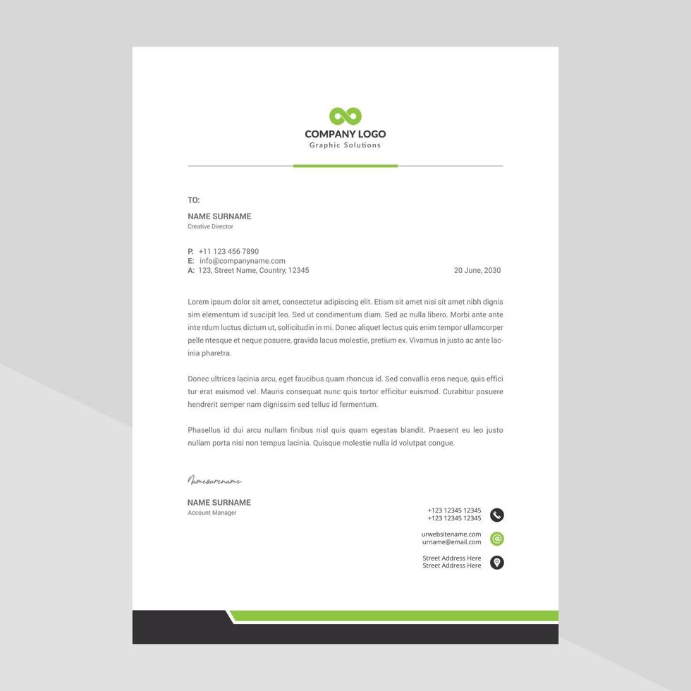 Elegant and minimalist style letterhead template design vector