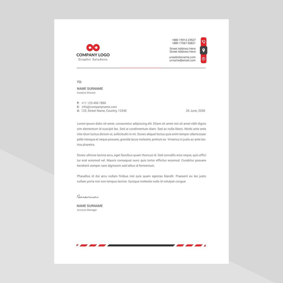 Elegant and minimalist style letterhead template design vector