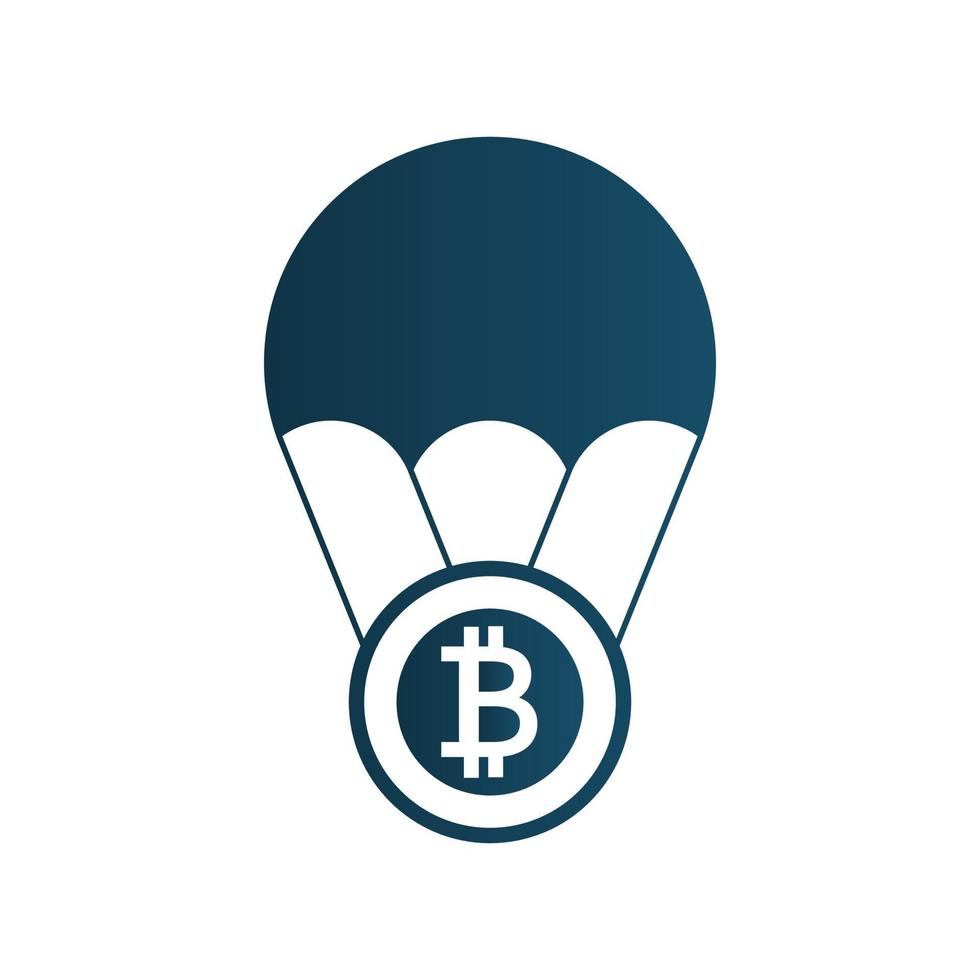 Bitcoin floating on parachute vector