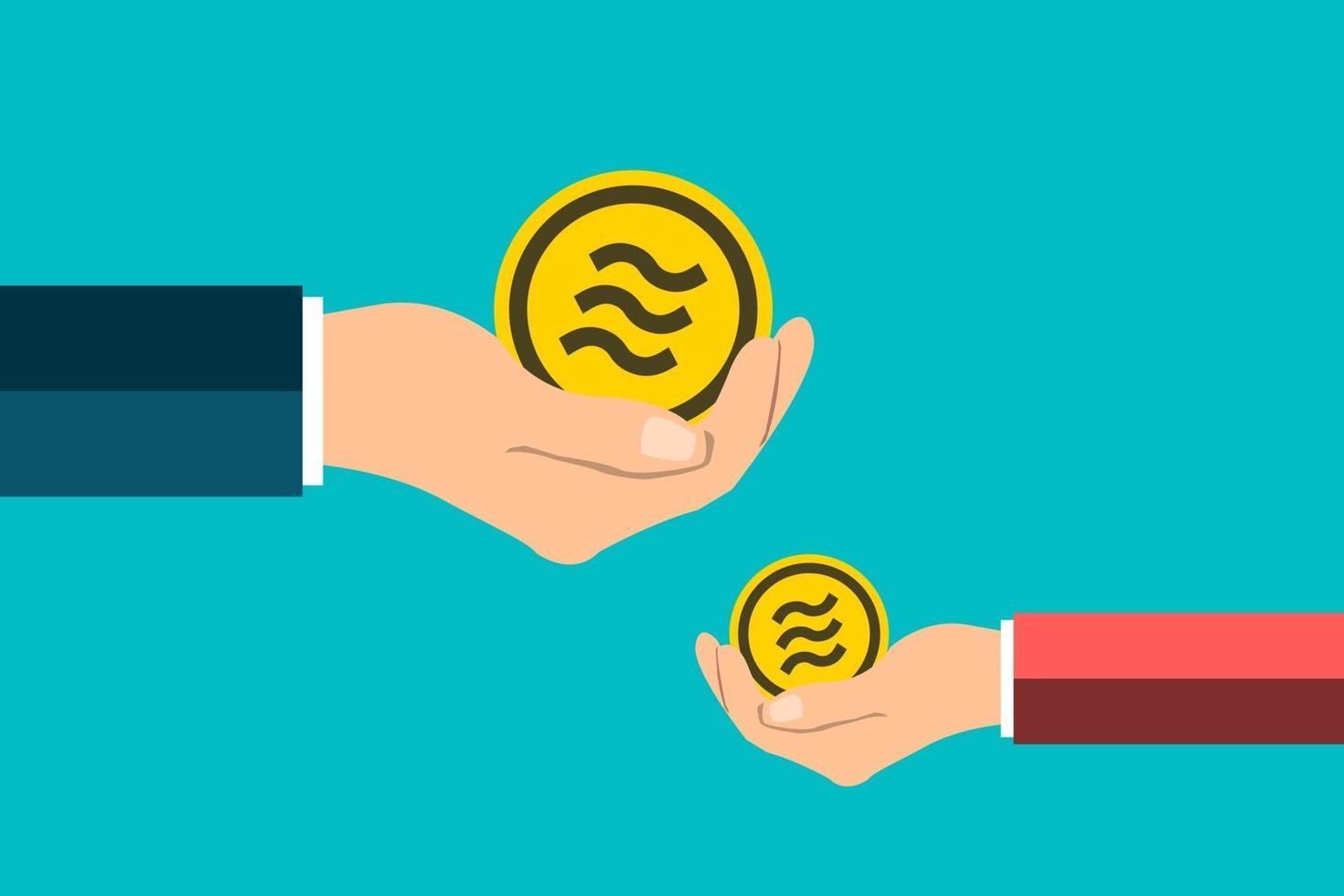 Hands holding Libra coins vector