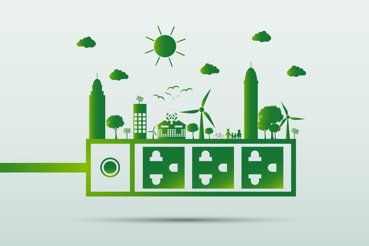 Green energy technology ideas for the environment vector
