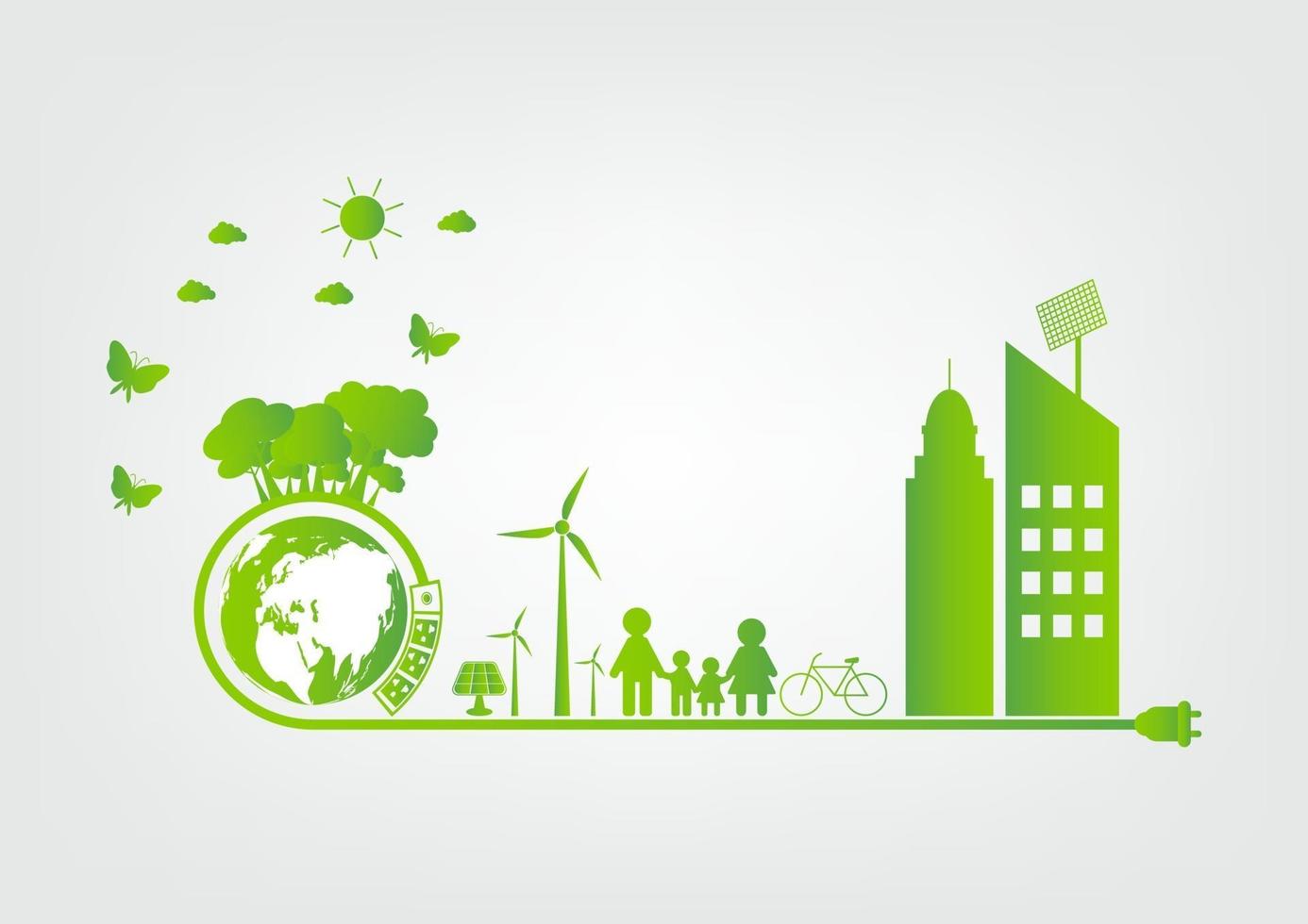 Green energy technology ideas for the environment vector