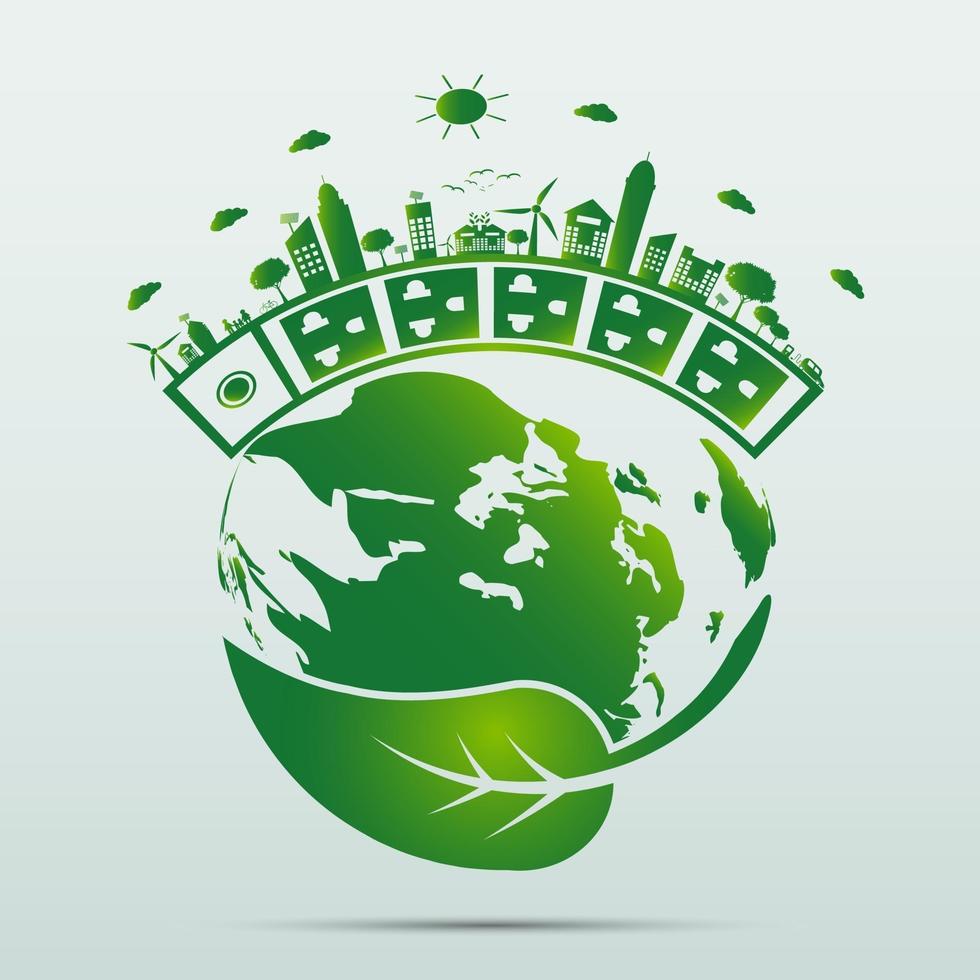 Green energy technology ideas for the environment vector