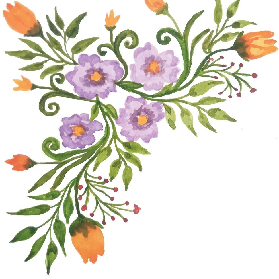 floral arrangements watercolor with green leaves vector