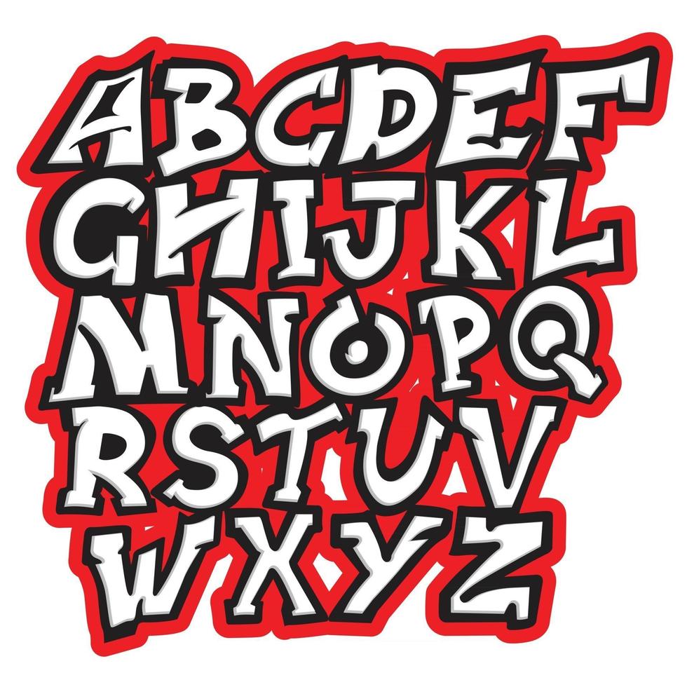 Modern Urban Black and White with Red Stroke Graffiti Typography vector