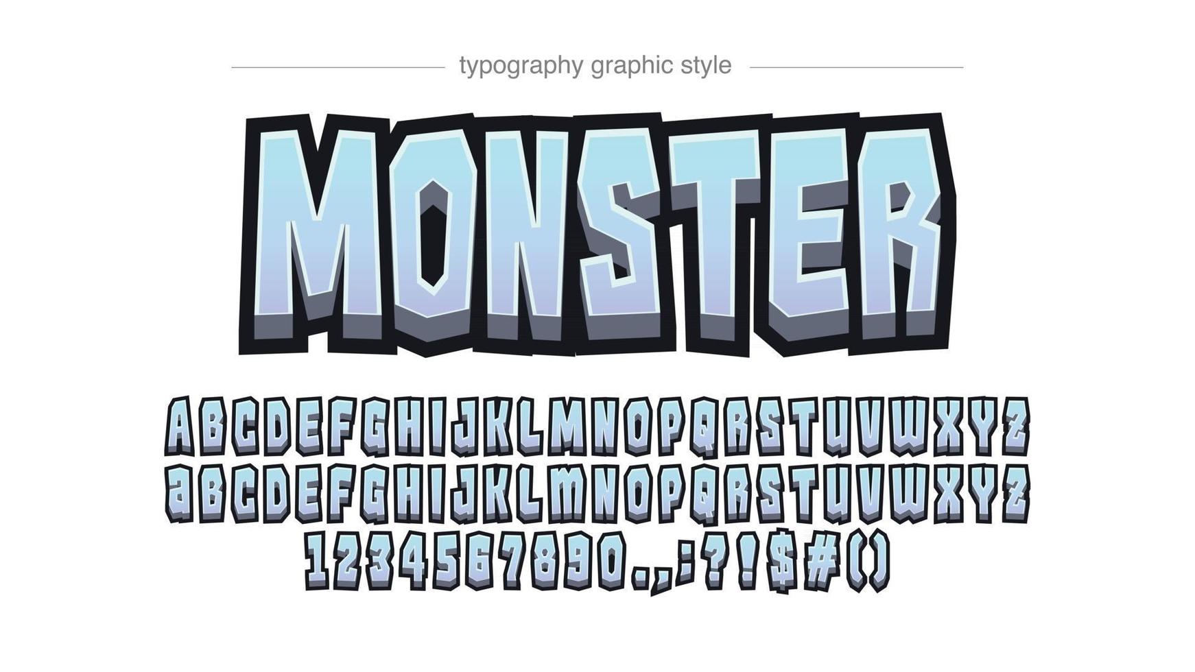tipografía personalizada de dibujos animados 3d azul claro vector