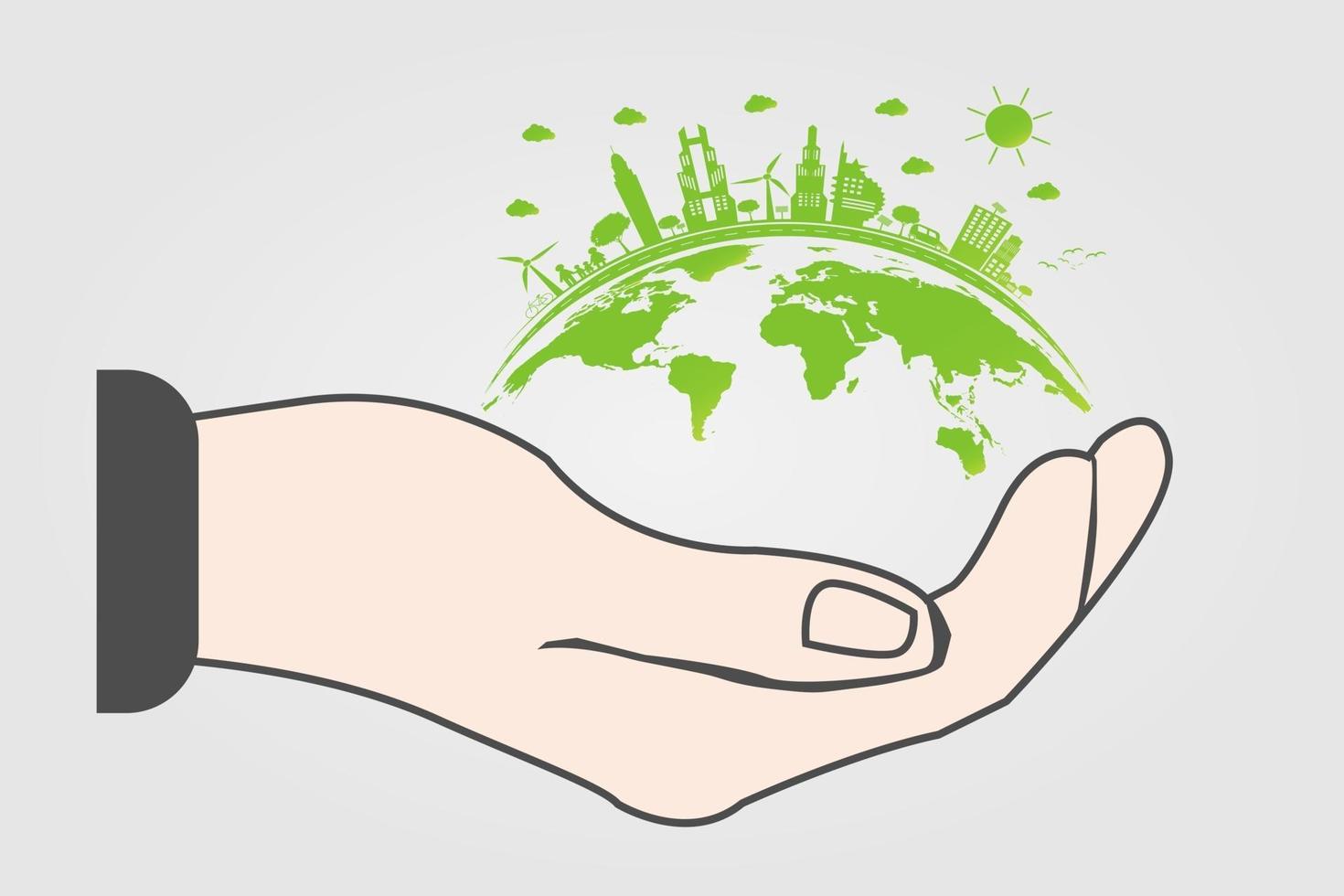 The world in your hands ecology concept vector