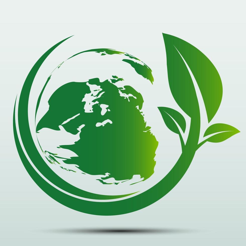 Green earth Concept with Leaves vector