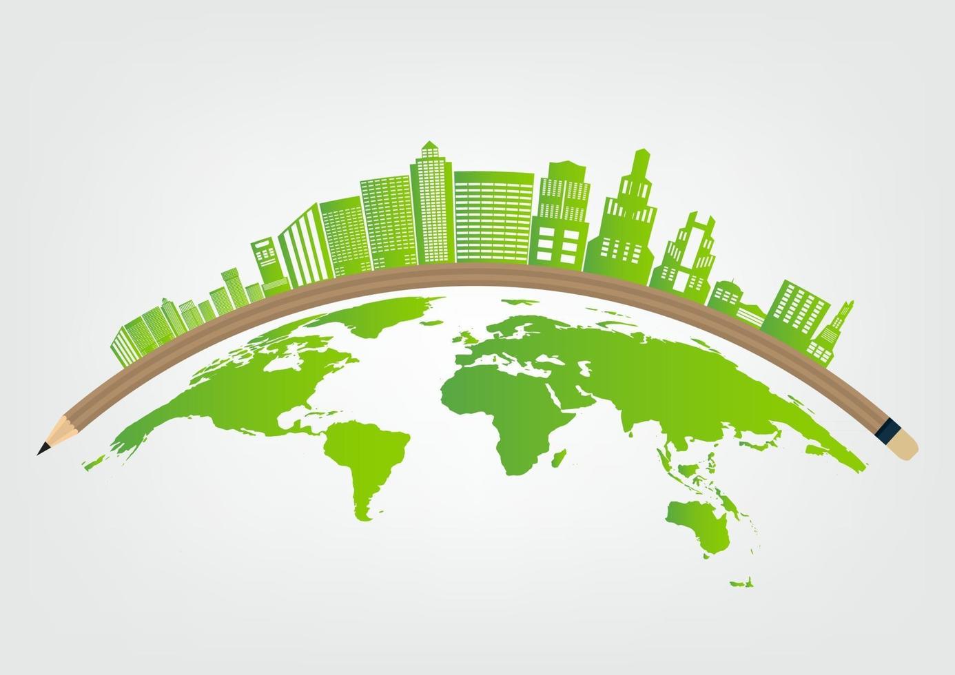 Green earth technology with pencil vector