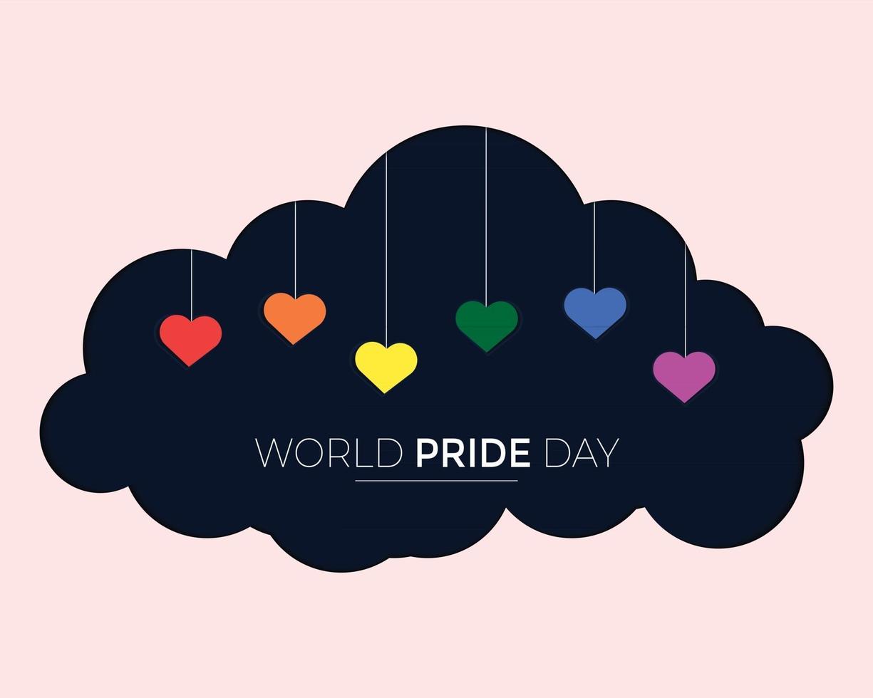 día mundial del orgullo con nube y corazón vector