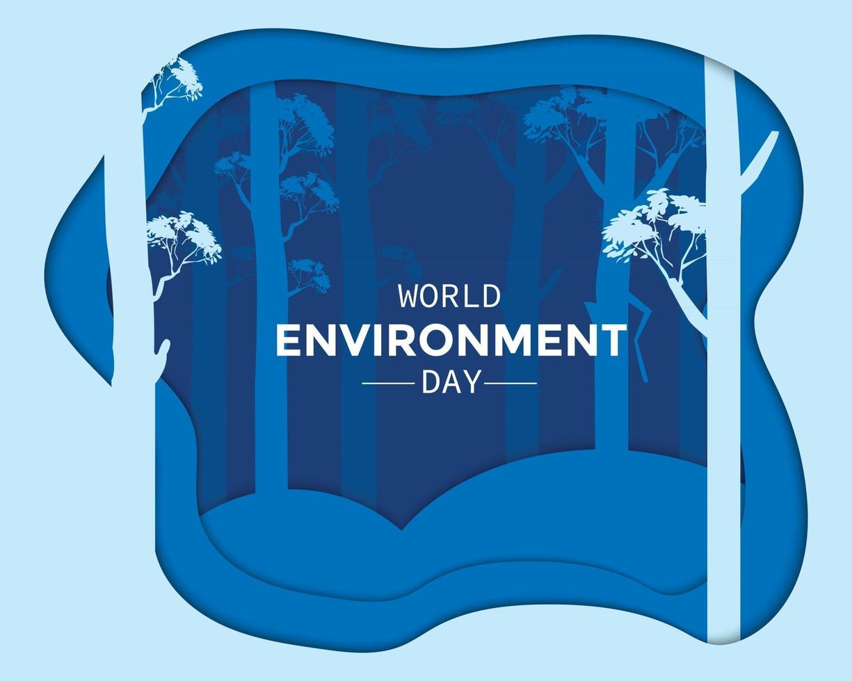 World Environment Day Night Forest Paper vector