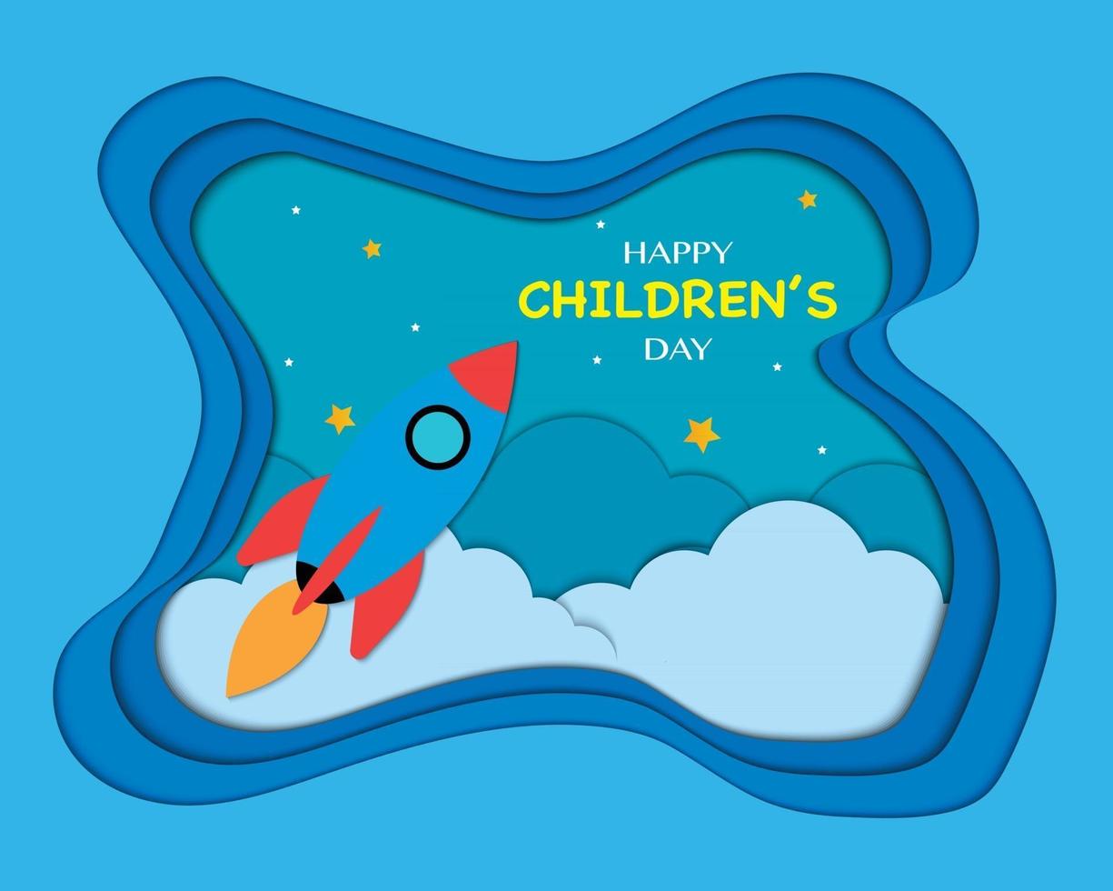 Happy Childrens Day In Paper vector
