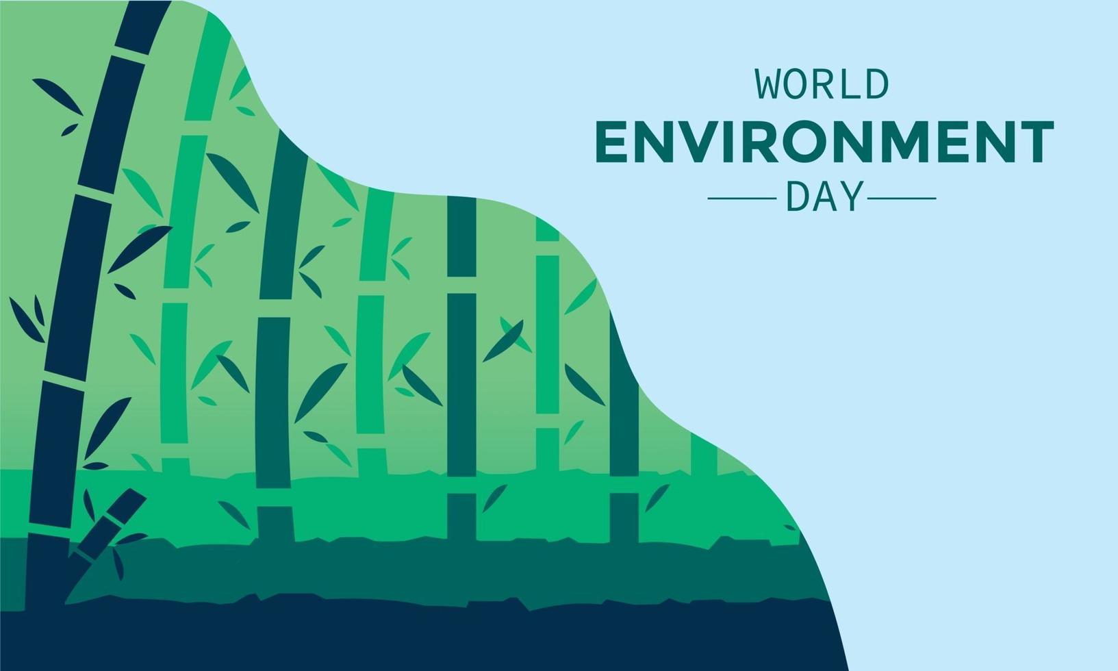 día mundial del medio ambiente plano con bosque de bambú vector