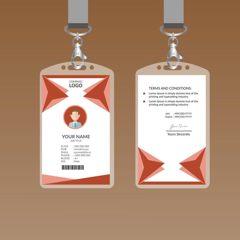 Red Brown Elegant ID Card Design Template vector