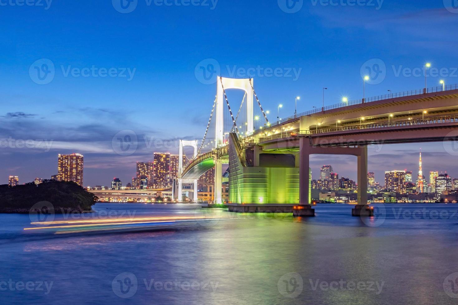 vista panorámica del horizonte de tokio en la noche. foto