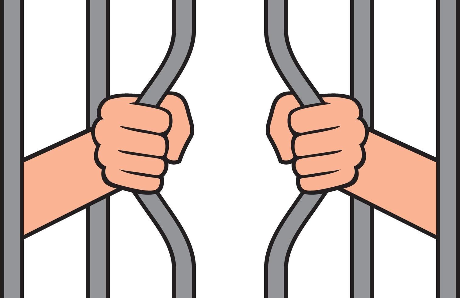 Prison break - hands holding bars vector