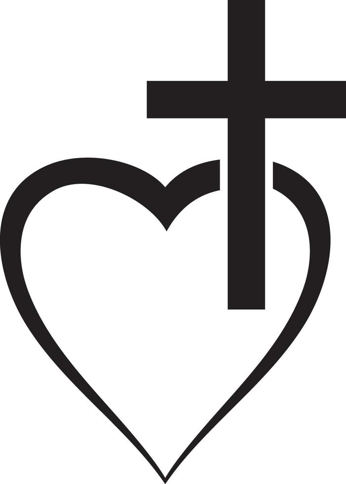 Cross and heart vector