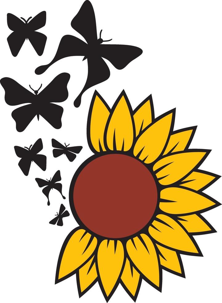 Butterfly Sunflower color vector