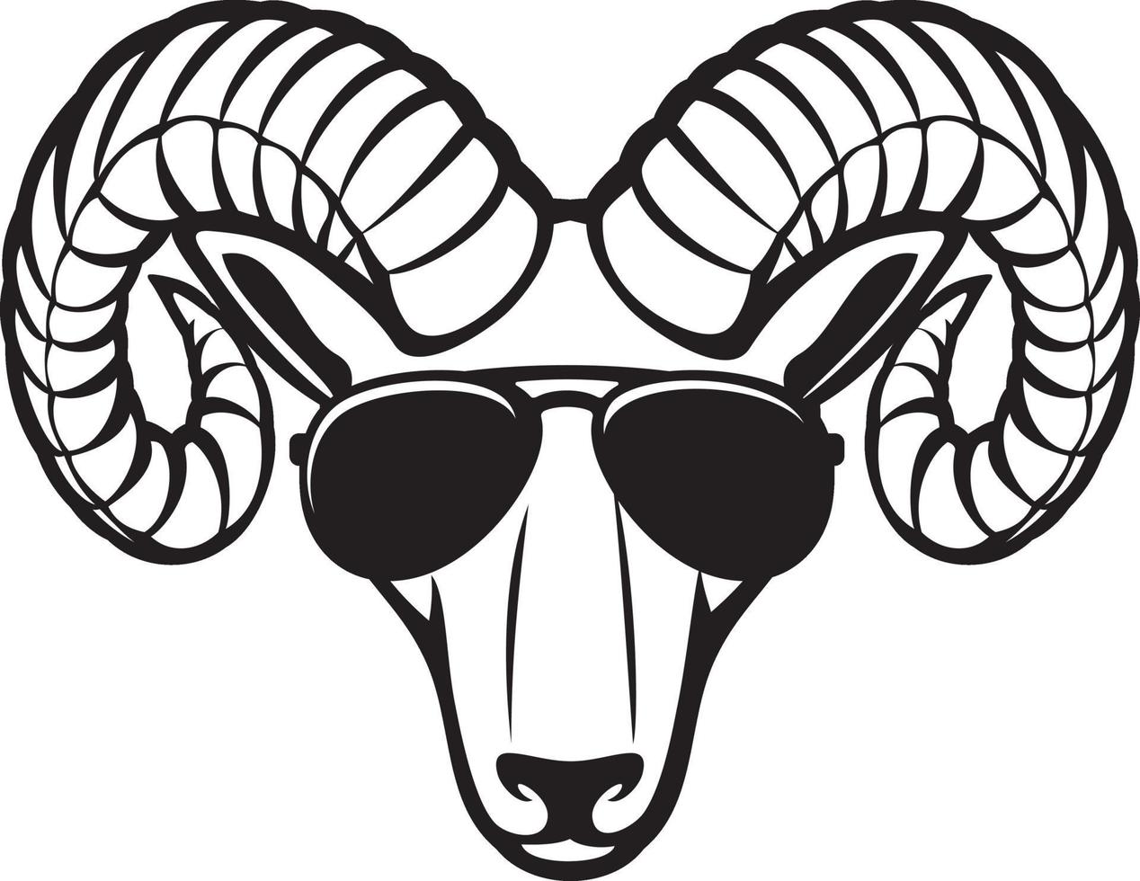 Ram head with aviator sunglasses vector