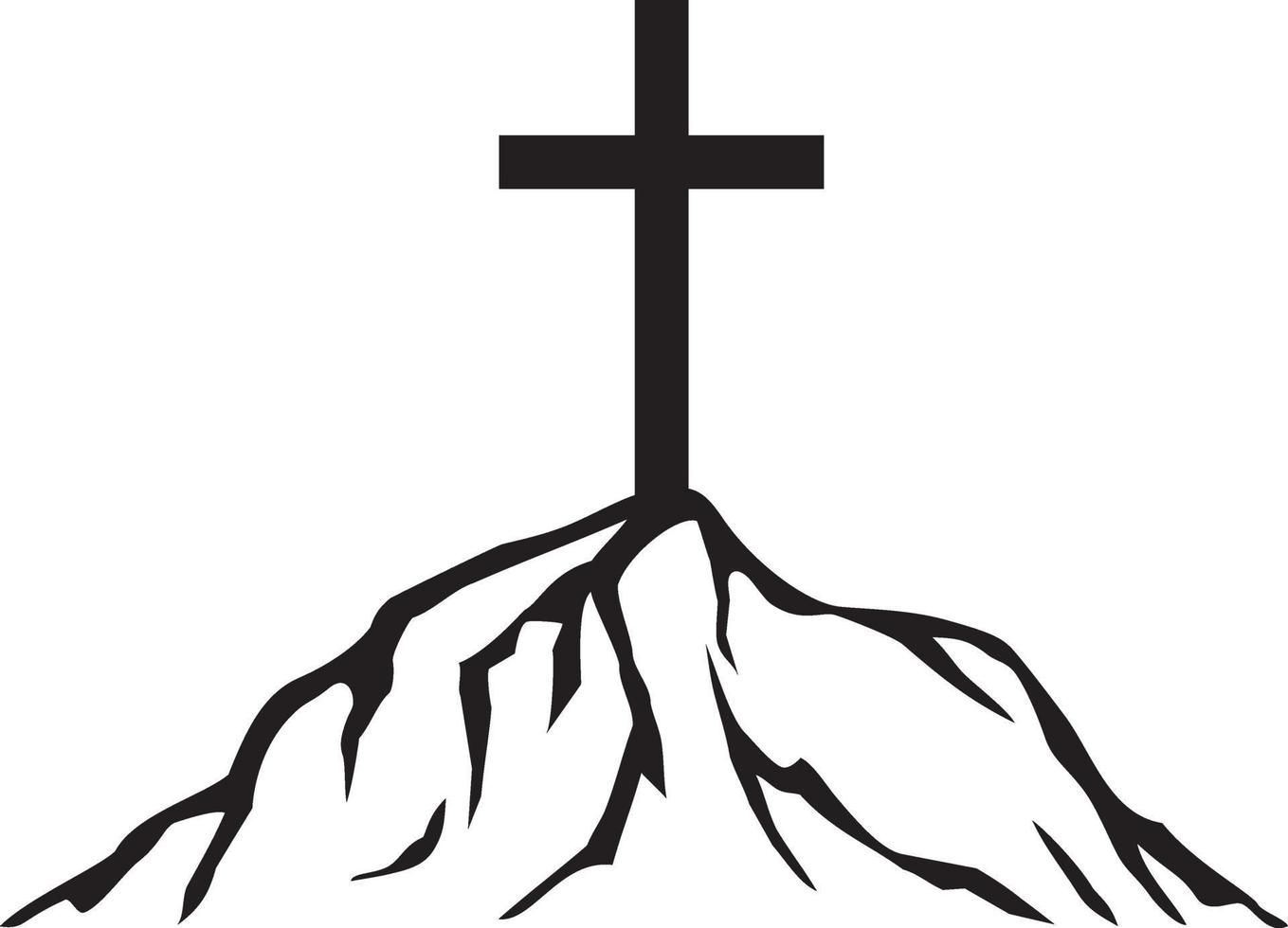 Cross and mountain vector