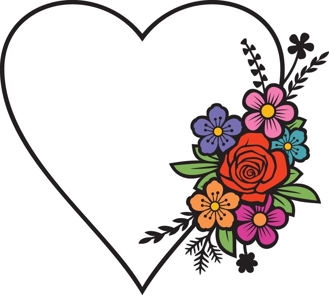 Floral heart color vector