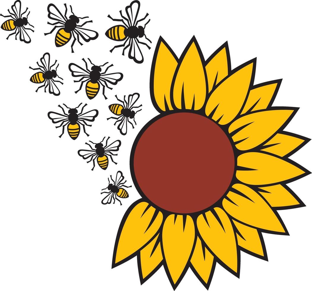 Sunflower and Bee vector