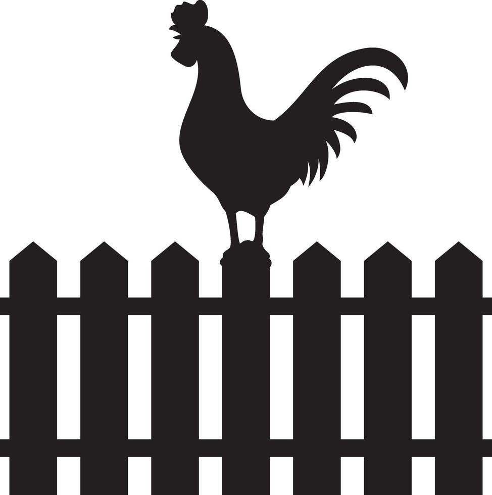 Rooster on Fence vector