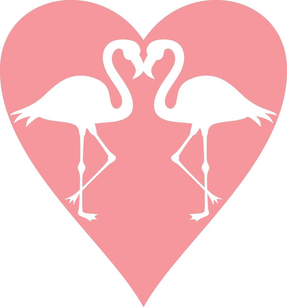 Two flamingos and heart vector