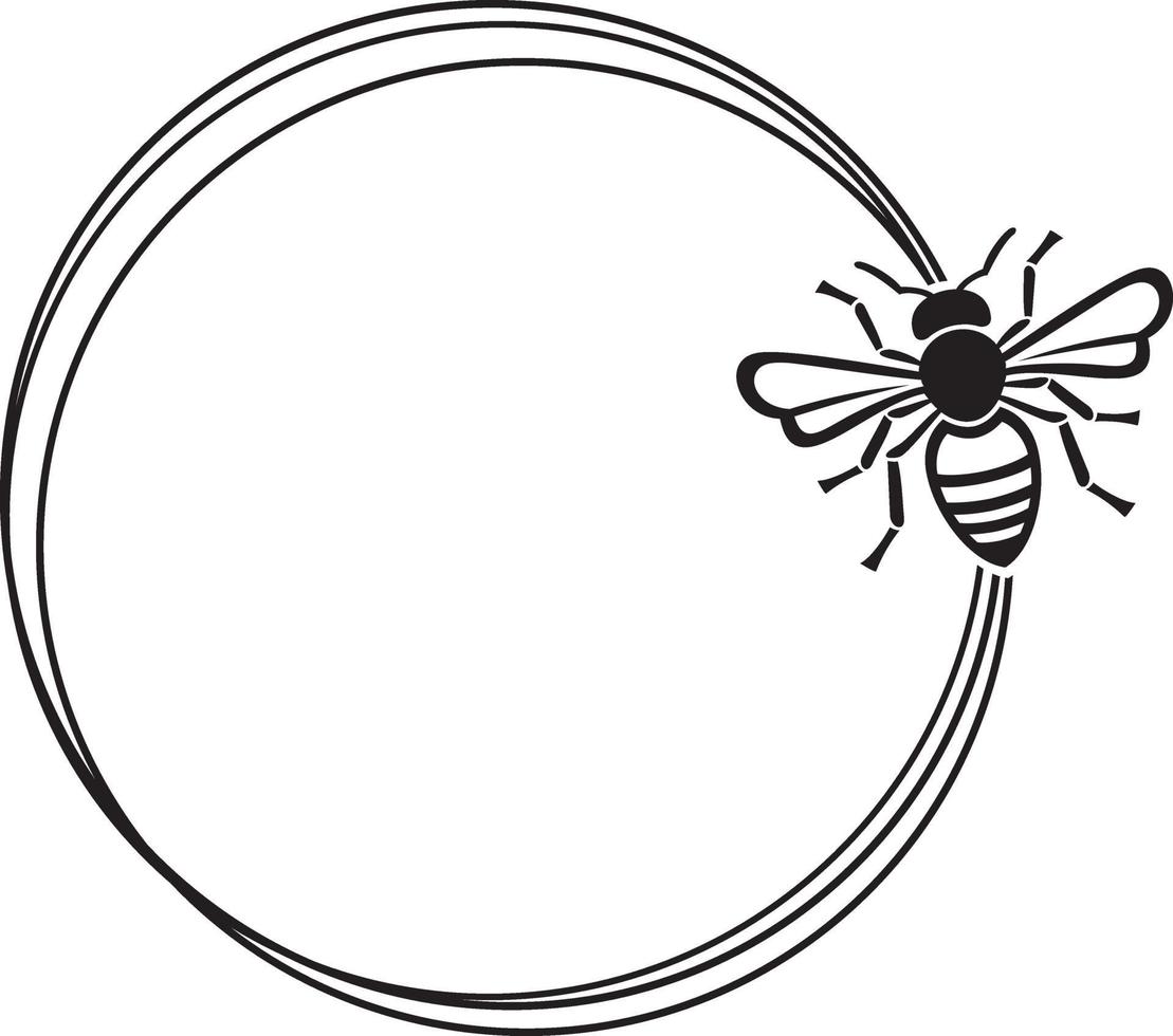 Bee frame circle vector