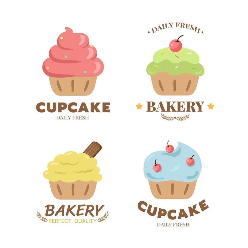 Diseño de etiquetas de panadería dulce y pan para tienda de dulces. vector