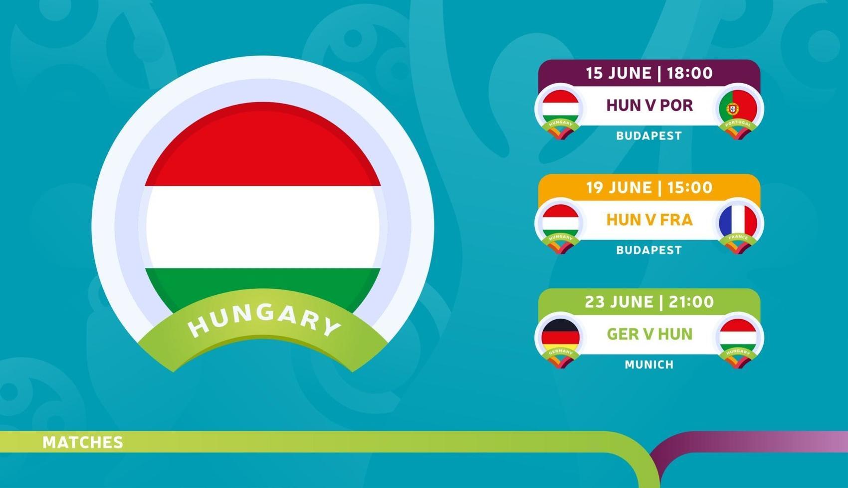 hungary national team Schedule matches in the final stage at the 2020 Football Championship Vector illustration of football 2020 matches