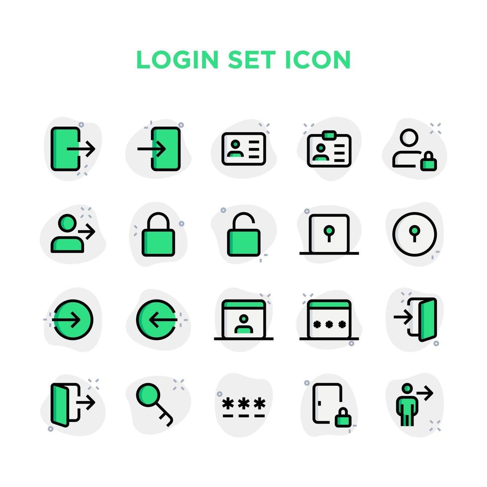 Login Set Icon Pixel Perfect vector