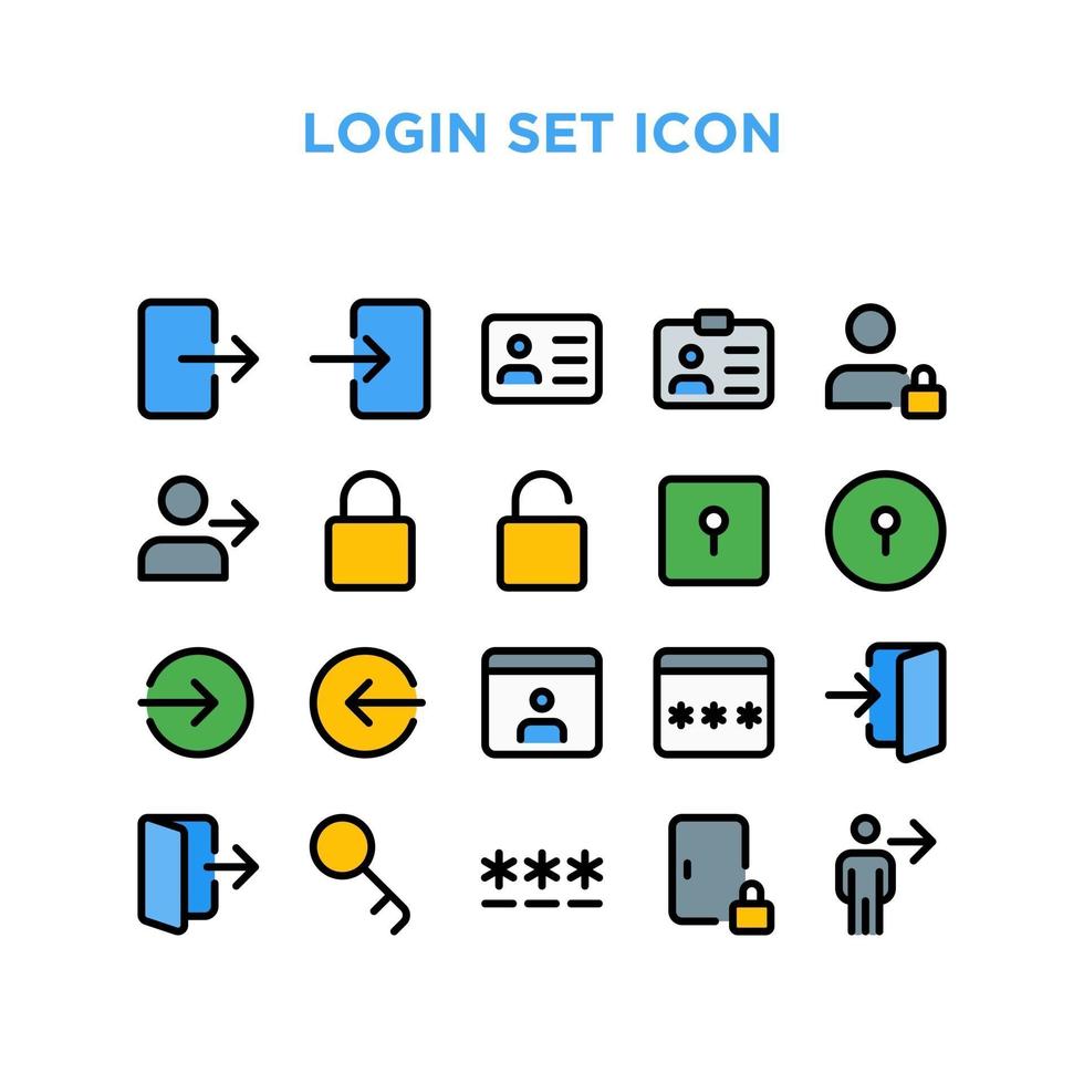 Login Set Icon Pixel Perfect vector