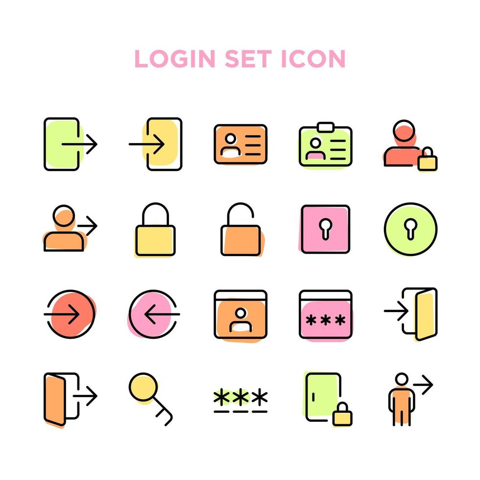 Login Set Icon Pixel Perfect vector