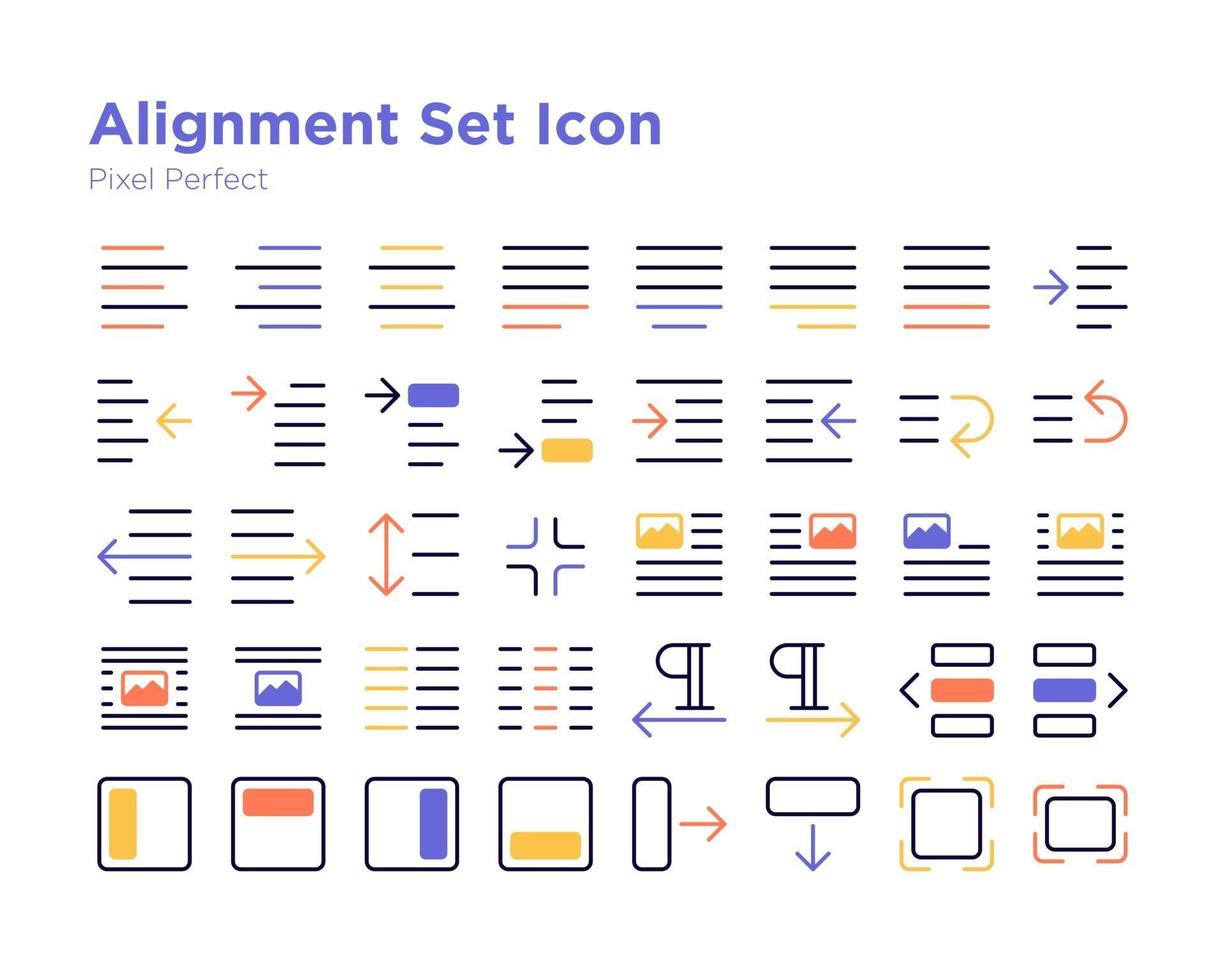 icono de conjunto de alineación pixel perfecto vector